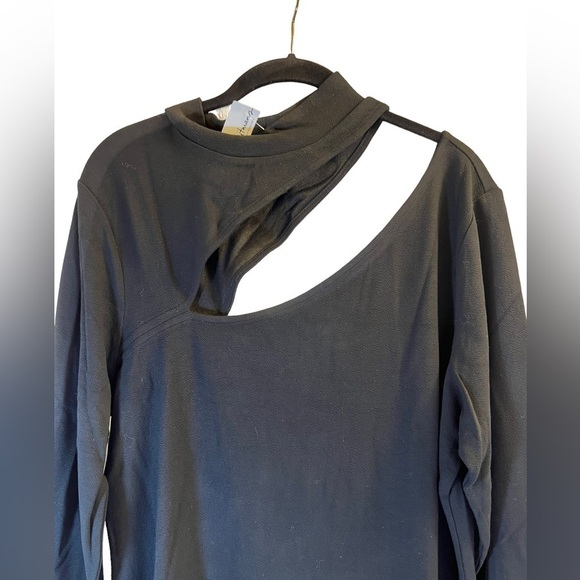 Reitmans Women's Dress XXL Black Bodycon Asymmetrical Cutout Long Sleeve Fitted - Picture 3 of 15